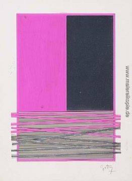 Abstrakte Komposition mit Silber und Magenta Abstrakte Komposition mit Silber und Magenta