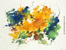 Yellow & Green "- abstrakte Aquarellkunst - Tropf-Malerei auf Pa Yellow & Green "- abstrakte Aquarellkunst - Tropf-Malerei auf Pa