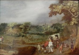 A Summer Village Landschaft mit Pferd A Summer Village Landschaft mit Pferd