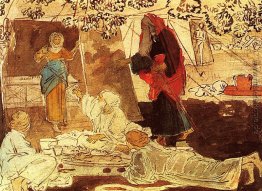 Drei Pilger verkünden Abraham die Geburt Isaaks Drei Pilger verkünden Abraham die Geburt Isaaks