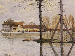 Fähre auf die Ile de la Loge, Überschwemmung Fähre auf die Ile de la Loge, Überschwemmung