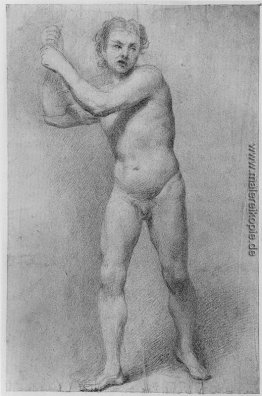 Nackte Studie eines schreitenden Mannes mit Stein Schlinge Nackte Studie eines schreitenden Mannes mit Stein Schlinge