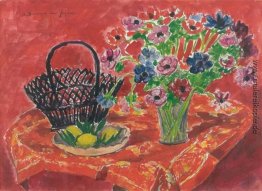 Vase d'Anemonen, Zitronen et panier sur la table Vase d'Anemonen, Zitronen et panier sur la table
