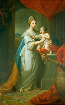 Porträt von Augusta von Hannover mit ihrem ersten Sohn geboren K Porträt von Augusta von Hannover mit ihrem ersten Sohn geboren K