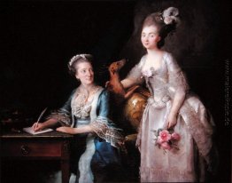 Portrait einer älteren Dame mit ihrer Tochter Portrait einer älteren Dame mit ihrer Tochter