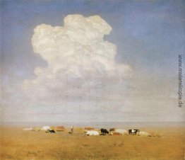Mittag. Herde in der Steppe Mittag. Herde in der Steppe