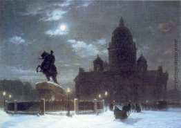 Ansicht des Isaac Kathedrale bei Mondlicht Nacht Ansicht des Isaac Kathedrale bei Mondlicht Nacht