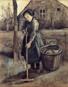 A Girl Raking A Girl Raking