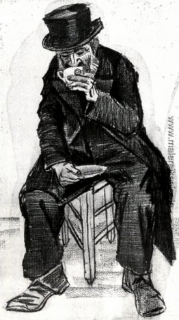 Waisenmann mit Hut, trinkender Kaffee Waisenmann mit Hut, trinkender Kaffee