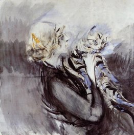 Eine Dame mit einer Katze Eine Dame mit einer Katze