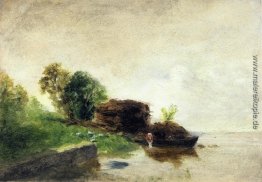 Wäscherin am Ufer des Flusses Wäscherin am Ufer des Flusses