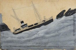 Steamboat mit zwei Matrosen, Leuchtturm und Felsen Steamboat mit zwei Matrosen, Leuchtturm und Felsen