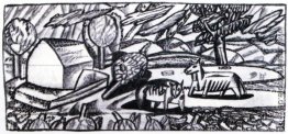 Landschaft mit Zwei Tiere Landschaft mit Zwei Tiere