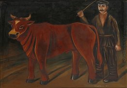 Farmer mit einem Bull Farmer mit einem Bull