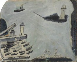 Harbour mit zwei Leuchttürme und Motorfahrzeug, St. Ives Bay Harbour mit zwei Leuchttürme und Motorfahrzeug, St. Ives Bay