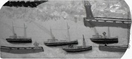 Vier Dampfschiffe und drei Jetties Vier Dampfschiffe und drei Jetties