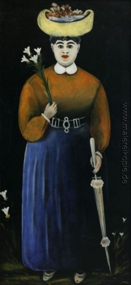 Frau mit Blumen und Sonnenschirm Frau mit Blumen und Sonnenschirm