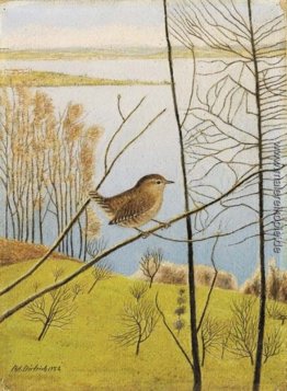 Landschaft mit Zaunkönig Landschaft mit Zaunkönig