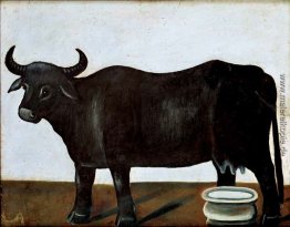 Schwarzer Büffel auf einem weißen Hintergrund (Teil diptych) Schwarzer Büffel auf einem weißen Hintergrund (Teil diptych)