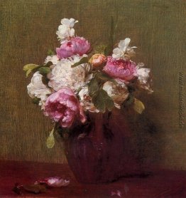 Weiße Pfingstrosen und Rosen, Narzissen Weiße Pfingstrosen und Rosen, Narzissen