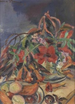 Stilleben mit Hibiskus, Trompeten und Früchte Engels Stilleben mit Hibiskus, Trompeten und Früchte Engels