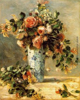 Rosen und Jasmin in einem Delft-Vase Rosen und Jasmin in einem Delft-Vase