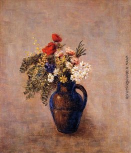 Blumenstrauß der Blumen in einem blauen Vase