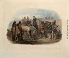 Der Reisende treffen Minatarre Indianer in der Nähe von Fort Cla