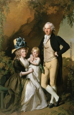 Porträt von Richard Arkwright Junior mit seiner Frau Mary und To