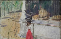 Mädchen vor dem Lion Cage
