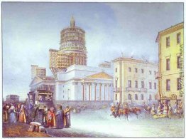 Abfahrt eines Omnibus von der Isaaksplatz in St. Petersburg