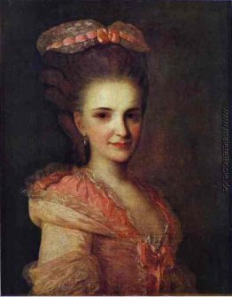 Porträt einer unbekannten Dame in einem rosa Kleid