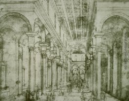 Perspektivische Zeichnung zur Kirche Santo Spirito in Florenz