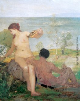 Mädchen und Junge, Blumen pflücken