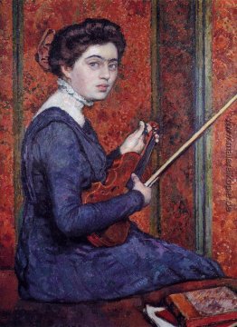 Frau mit Violine (Porträt von Rene Druet)