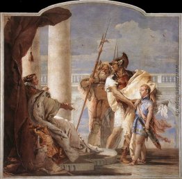 Detail der Dido von Aeneis Presents Amor, verkleidet als Ascaniu