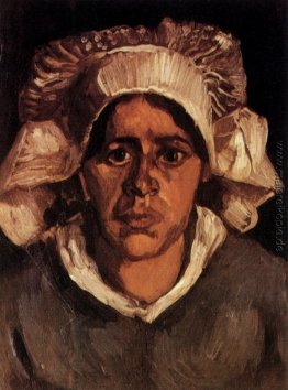 Kopf einer ländlichen Frau mit weißer Kappe