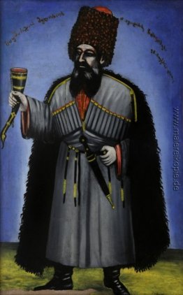 Der Mann mit der Horn für Wein trinken (Porträt von Meliton Chkh