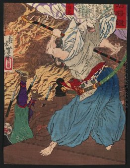 Oda Nobunaga im Kampf mit einem anderen Krieger, den er klopft v