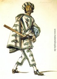 Truffaldino. Kostümentwurf für Goldonis Komödie "Diener zweier H Truffaldino. Kostümentwurf für Goldonis Komödie "Diener zweier H