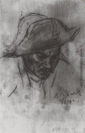 Kopf des Soldaten in einem Dreispitz