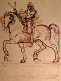 Zeichnung eines Reiterdenkmal