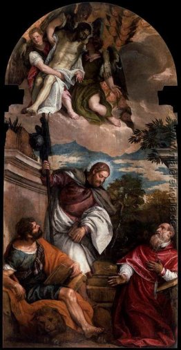 Sts Mark, James und Jerome mit dem toten Christus von Engeln Bor