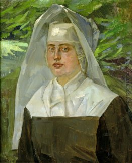 Bildnis einer Ordensschwester in Einem sommerlichen Garten