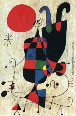 Figuren und Hund vor der Sonne