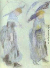 Zwei Frauen mit Regenschirmen Zwei Frauen mit Regenschirmen