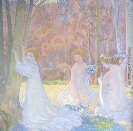 Figuren in einer Frühlingslandschaft