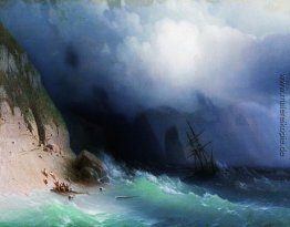 Der Schiffbruch in der Nähe von Felsen