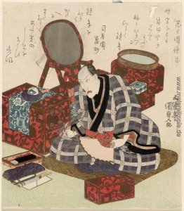 Ichikawa Danjuro VII in seiner Garderobe
