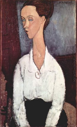 Porträt von Lunia Czechowska in weißer Bluse